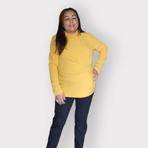 SFW WOMENS MEDIUM YELLOW SHIRT WITH HIGH COLLAR - Picture 3 of 5